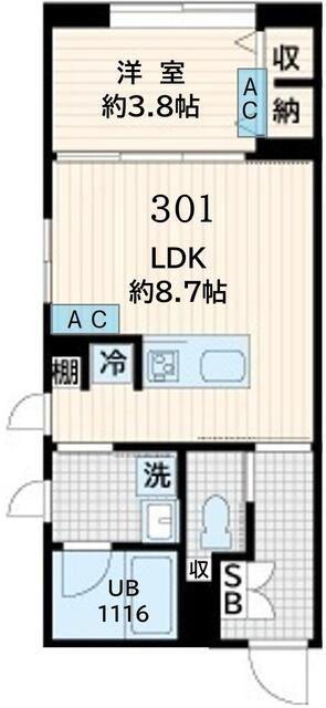 フレア恵比寿(1LDK/2階)の間取り写真