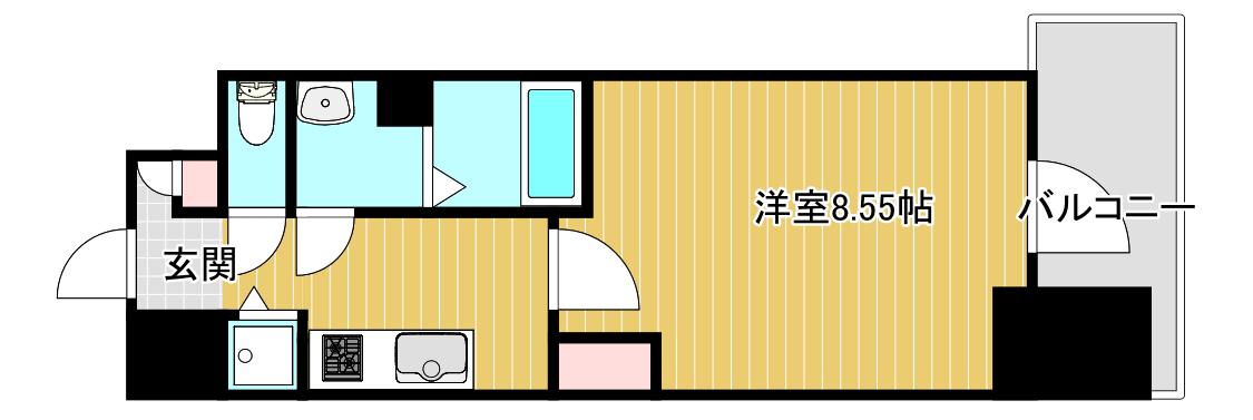 エスリード難波ステーションゲートノーステラス(1K/3階)の間取り写真
