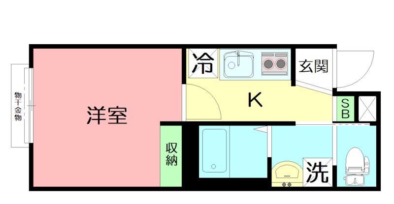 ウイスティーナ(1K/1階)の間取り写真