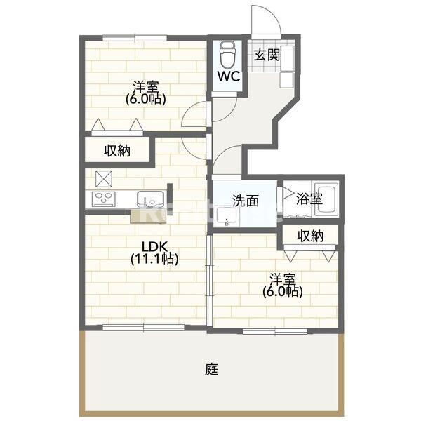 ポラリス栄(2LDK/1階)の間取り写真