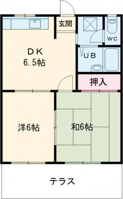 ヴェルデコート山崎(2DK/1階)の間取り写真