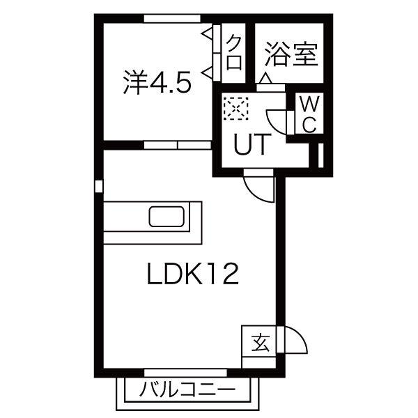 リバーサイド花長(1LDK/2階)の間取り写真