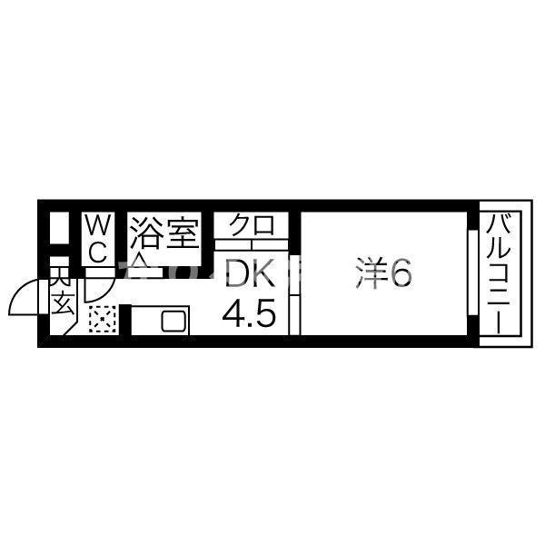 リブレ城北(1DK/4階)の間取り写真