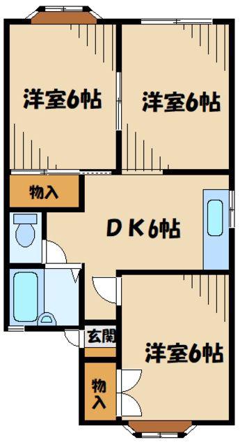パレットイリヤ(3DK/2階)の間取り写真
