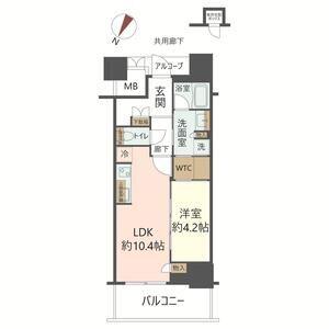 ジオタワー大阪十三(1LDK/14階)の間取り写真
