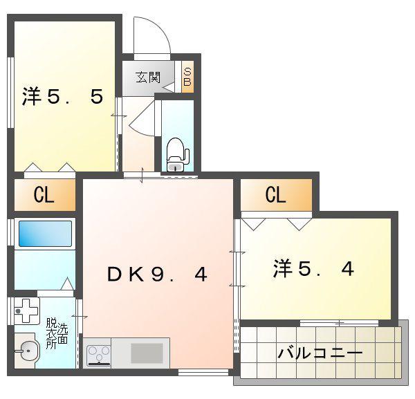 クリエオーレ三ッ島I(2LDK/3階)の間取り写真
