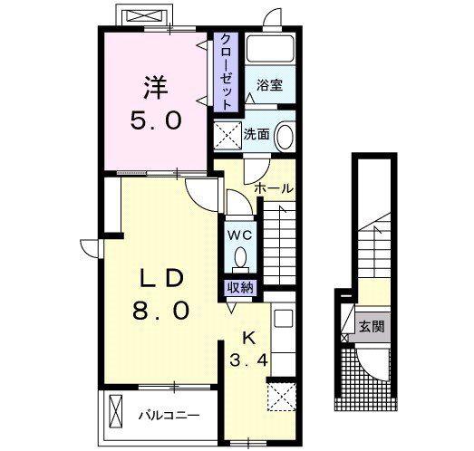 サラマンカ II(1LDK/2階)の間取り写真
