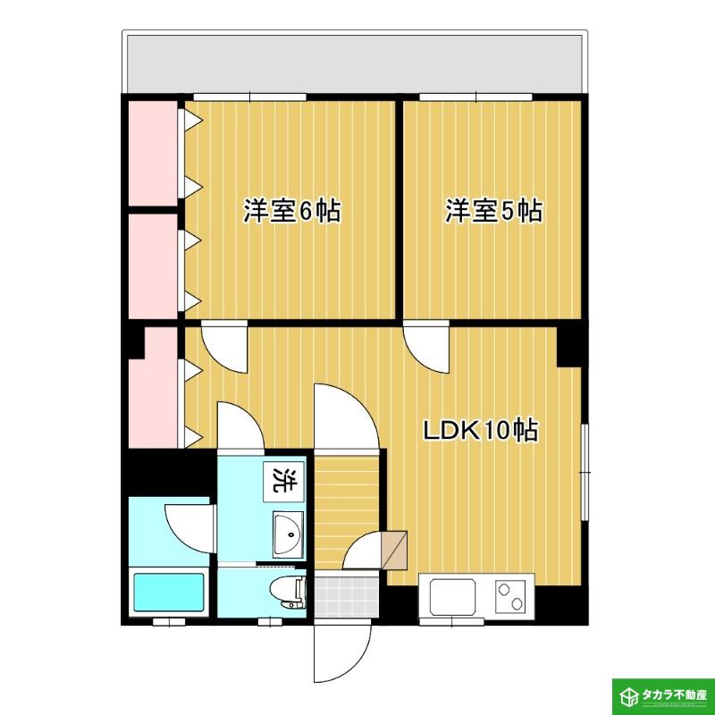 矢善ビル(2LDK/2階)の間取り写真