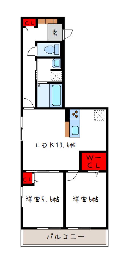 D-ROOM中小阪(2LDK/3階)の間取り写真