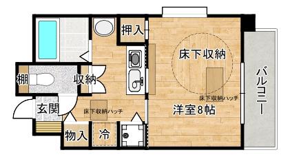ルネス帝大マンション(1K/5階)の間取り写真