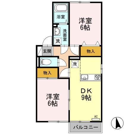 パルコートIB(2DK/2階)の間取り写真