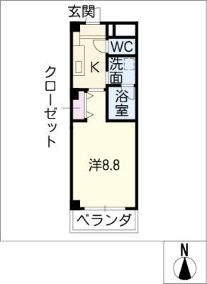 イルグラン藤森(1K/2階)の間取り写真