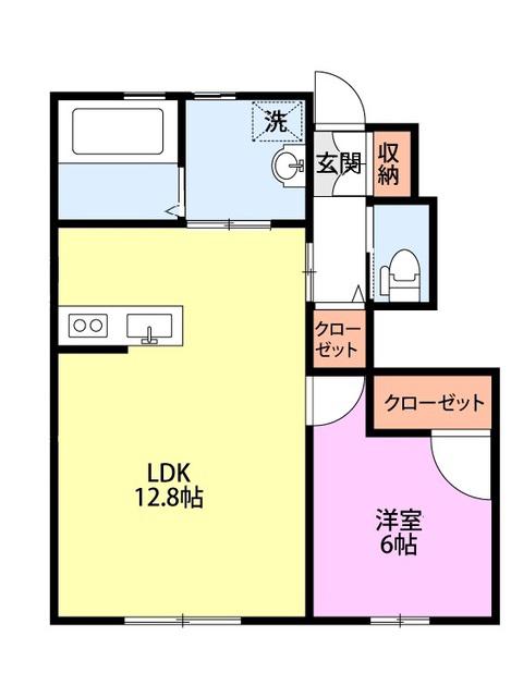 エルヴァールヤマト(1LDK/1階)の間取り写真