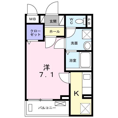 エスポワール(1K/2階)の間取り写真