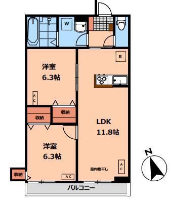 CASA ROSETO(2LDK/1階)の間取り写真