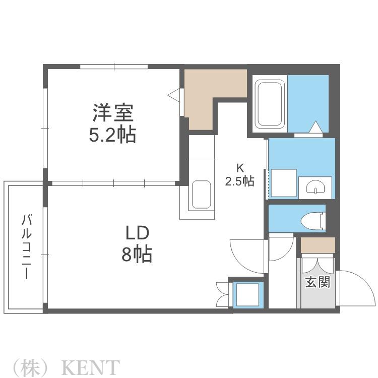 プライマル札幌円山旧サムティ円山レジデンス(1LDK/2階)の間取り写真