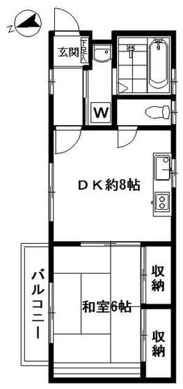 東武伊勢崎線 東向島駅 徒歩8分 2階建 築19年(1DK/1階)の間取り写真