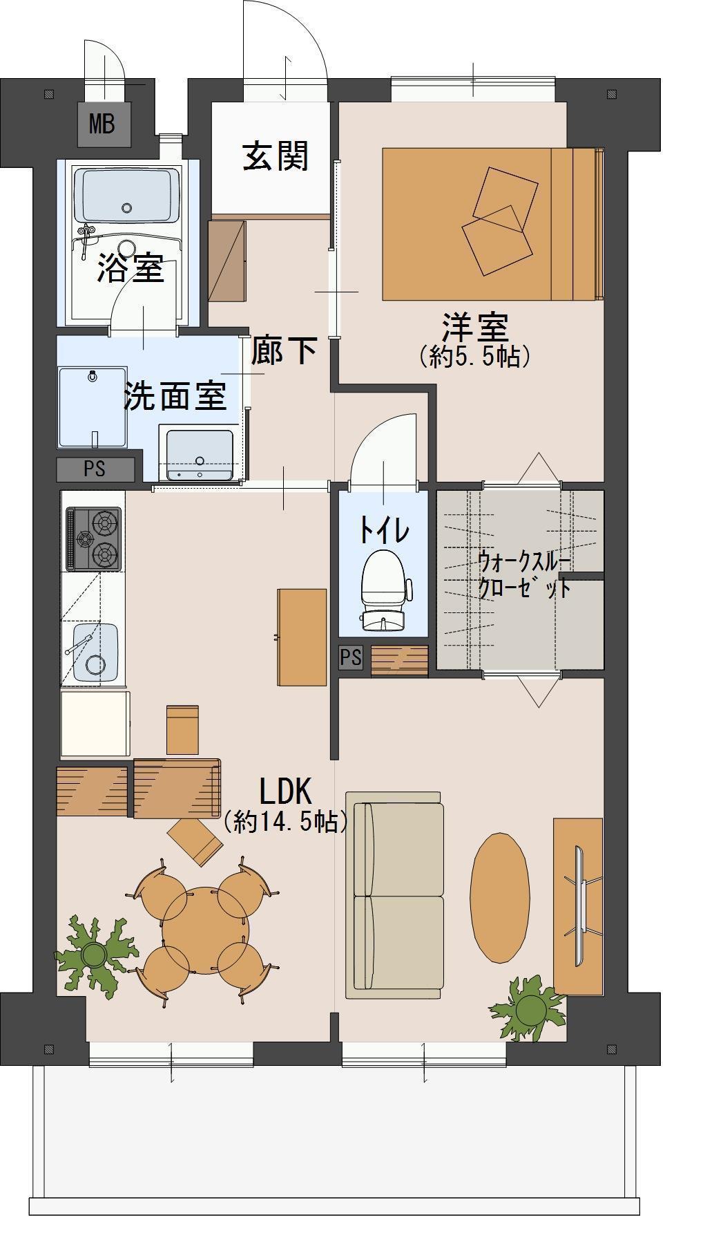 シャトー日東A(1LDK/3階)の間取り写真