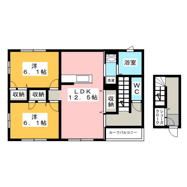 SKY RITZ(2LDK/2階)の間取り写真
