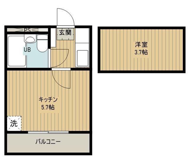 アマリリス(1K/1階)の間取り写真