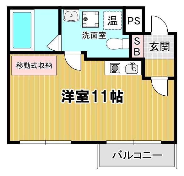 スクエアコートG(ワンルーム/1階)の間取り写真
