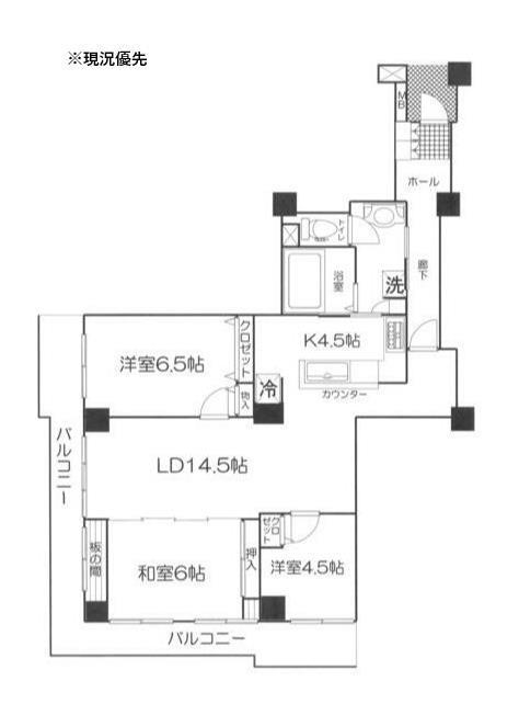 プロムナード仲町台2号棟(3LDK/9階)の間取り写真