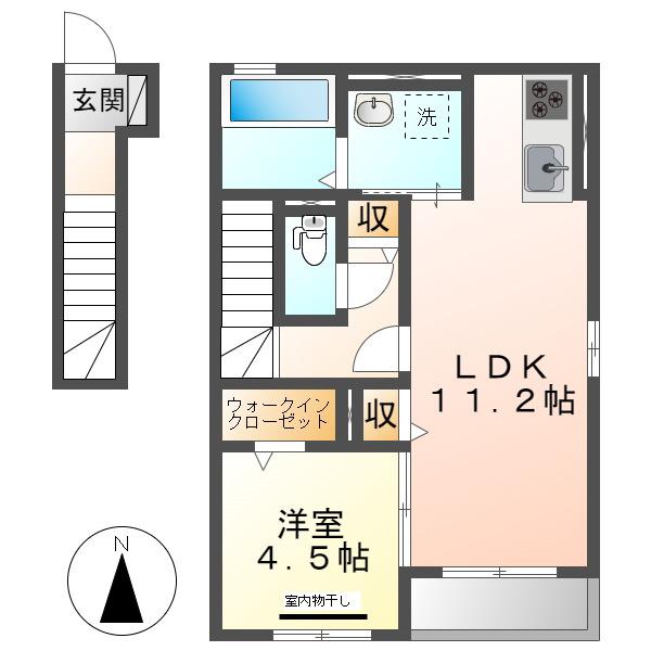 エムスラッシュ(1LDK/2階)の間取り写真