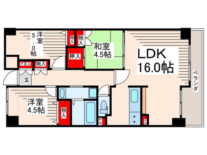 ウエストパーク山貞(3LDK/3階)の間取り写真