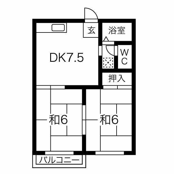 フォーブル貴船(2DK/2階)の間取り写真