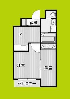 カーサフォルトナート羽曳野I(2K/2階)の間取り写真