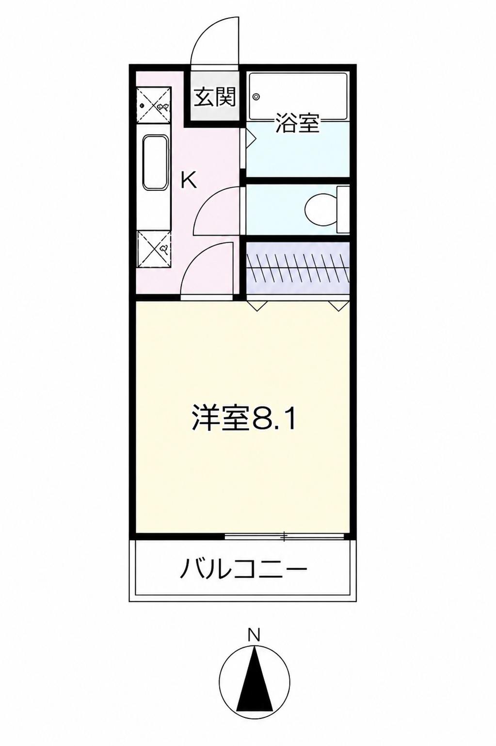 渡幸ベルメゾン黒松(1K/2階)の間取り写真