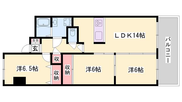 ハーモニー三幸I(3LDK/3階)の間取り写真