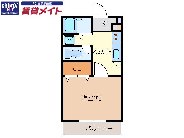 グランプリ(1K/3階)の間取り写真