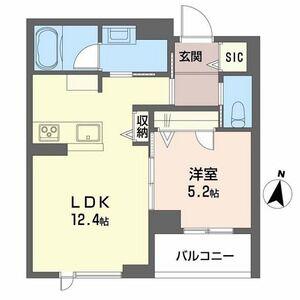 アンシャンテ長町南(1LDK/2階)の間取り写真