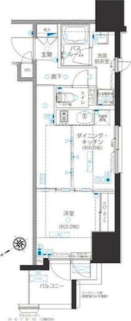ZOOM川崎イースト(1DK/4階)の間取り写真