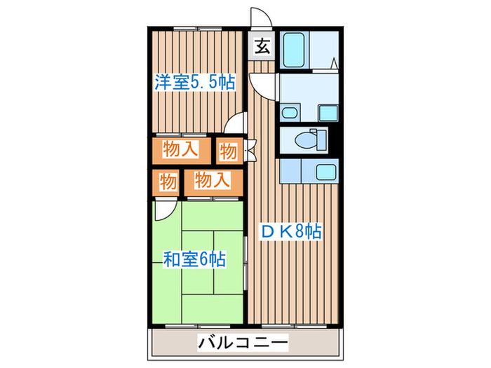 森民ビル(2DK/7階)の間取り写真