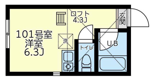 ユナイト和田町ハポニョールの杜(ワンルーム/1階)の間取り写真