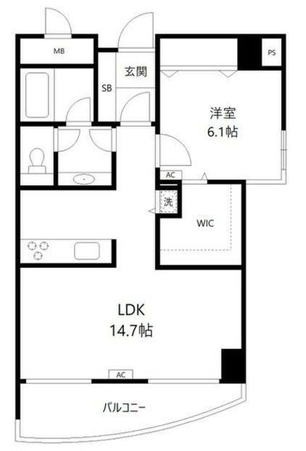 鶴見ワンダーランド(1LDK/3階)の間取り写真