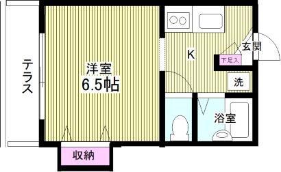 サウス・ヒルズ・A(1K/1階)の間取り写真