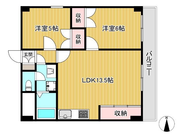 グランドメゾン・サカエ(2LDK/5階)の間取り写真