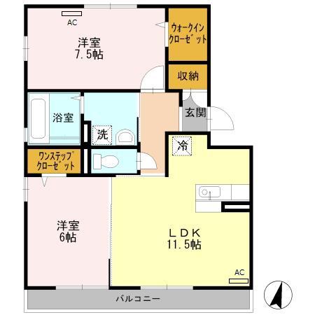 ノワール北島(2LDK/2階)の間取り写真