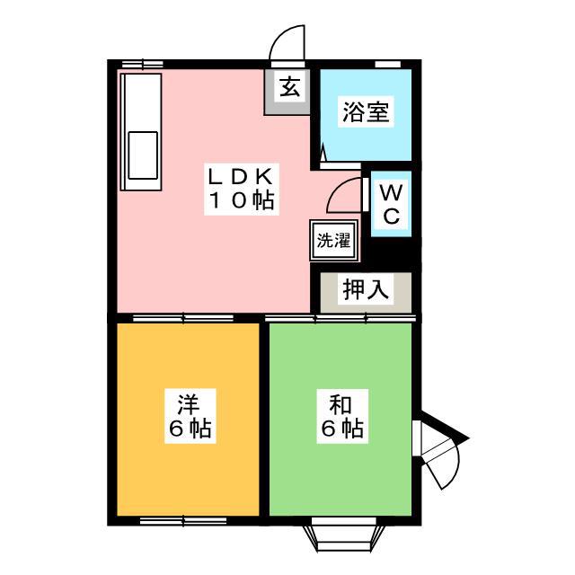 メゾン原田(2LDK/2階)の間取り写真