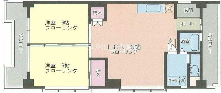 ピアハイツ(1LDK/4階)の間取り写真