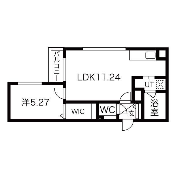 HANA新さっぽろ(1LDK/2階)の間取り写真