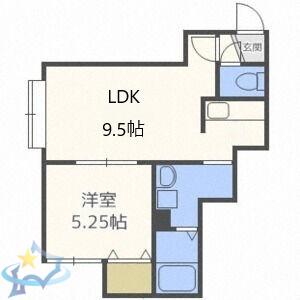 エイトピース宮丘(1LDK/3階)の間取り写真