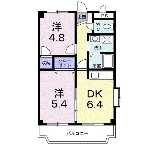 シャトー・吉豊(2DK/3階)の間取り写真
