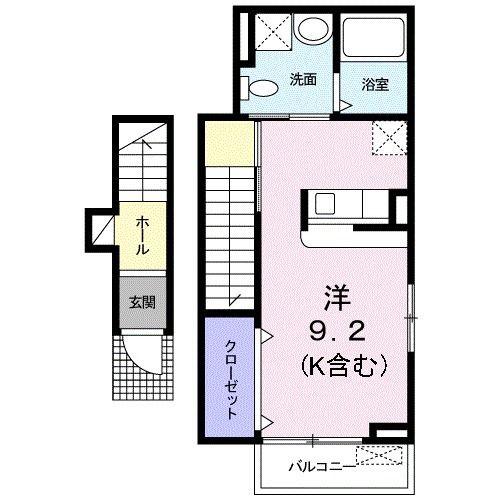 グランシャイン(ワンルーム/2階)の間取り写真