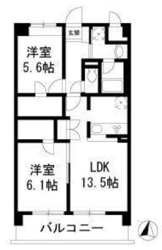 ルミエール(2LDK/4階)の間取り写真