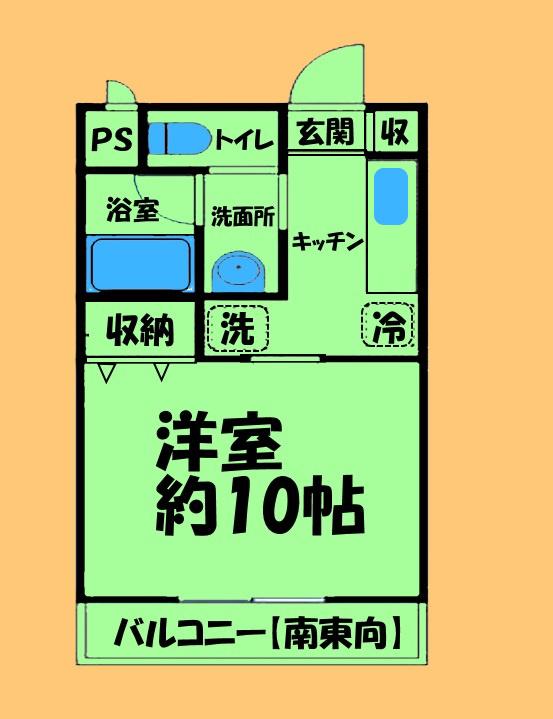 オーインIII(1K/1階)の間取り写真