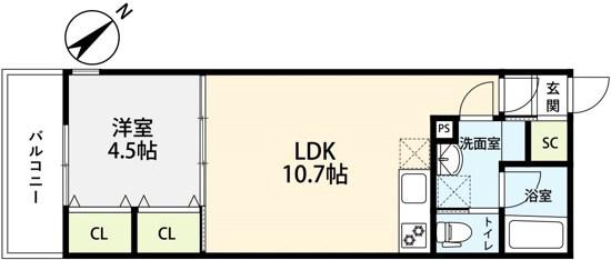グランフォート八潮(1LDK/3階)の間取り写真